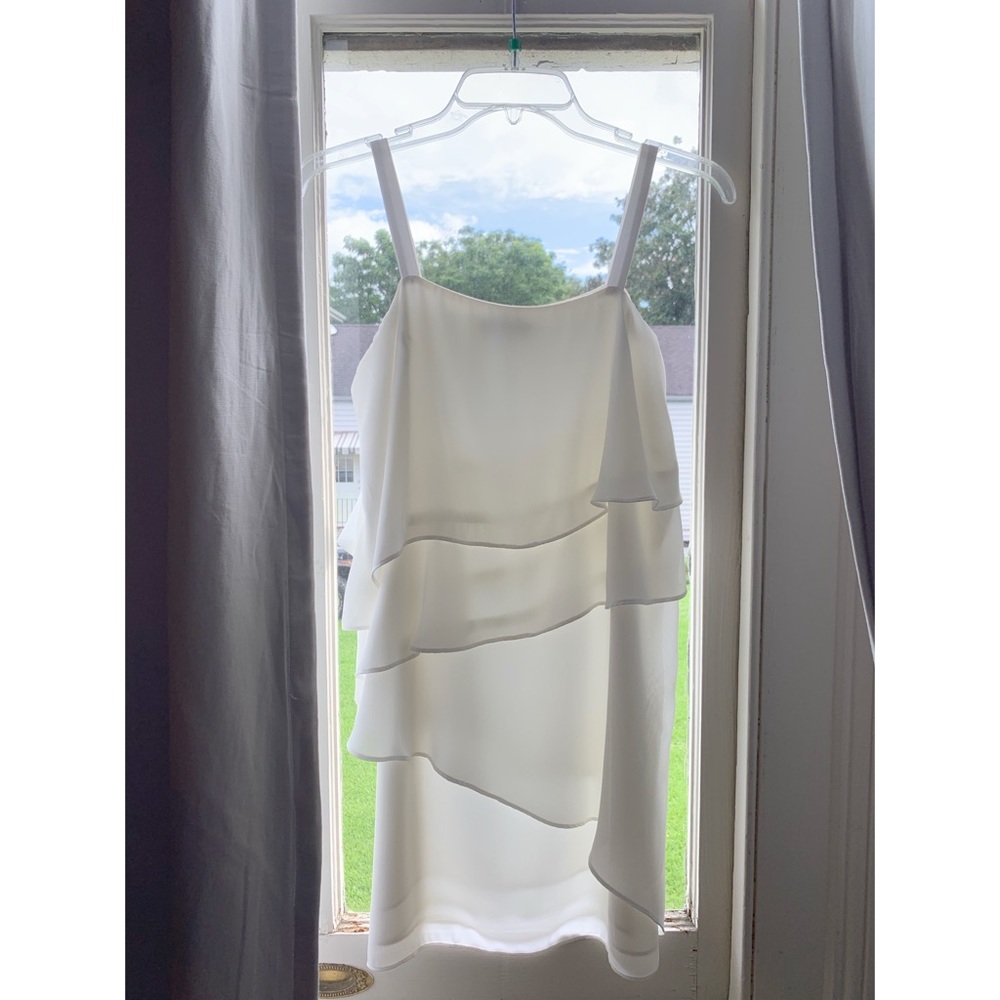 Krisa white mini ruffle dress